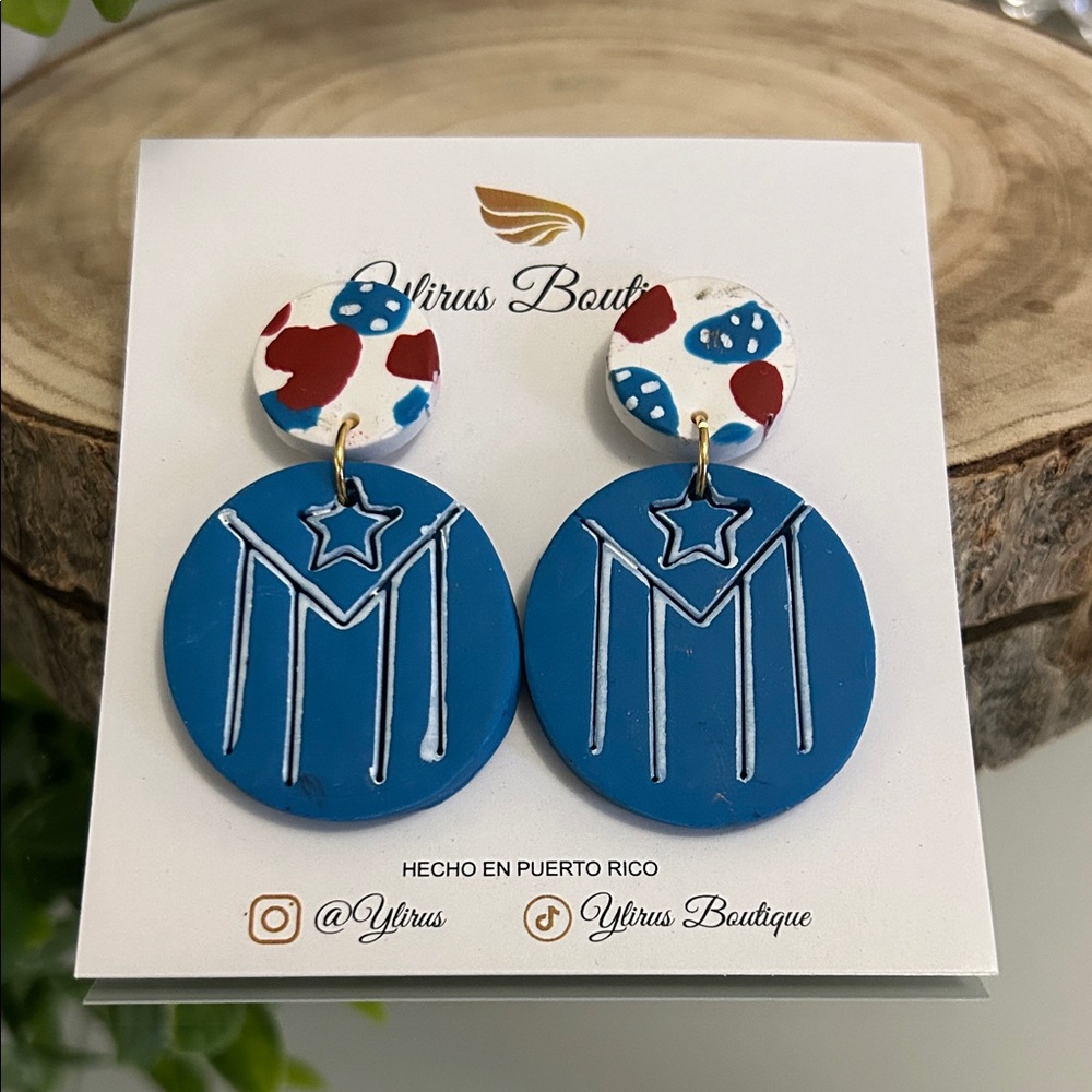 Blue and White Earrings